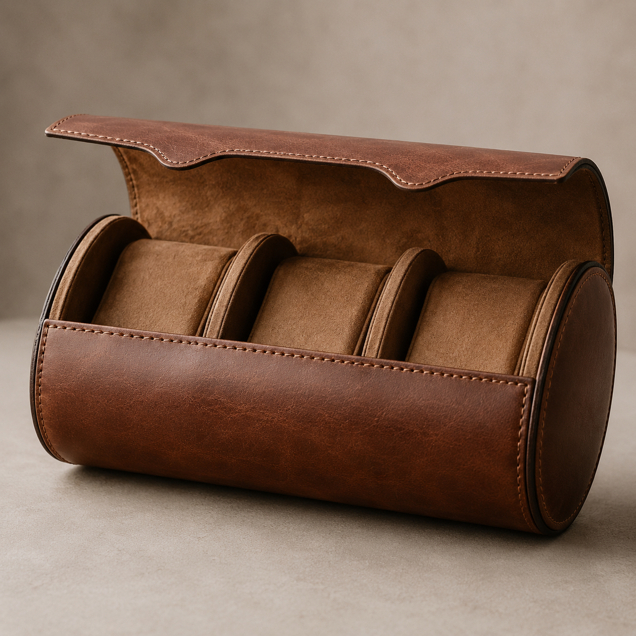 Leather Watch Roll 3-Slot