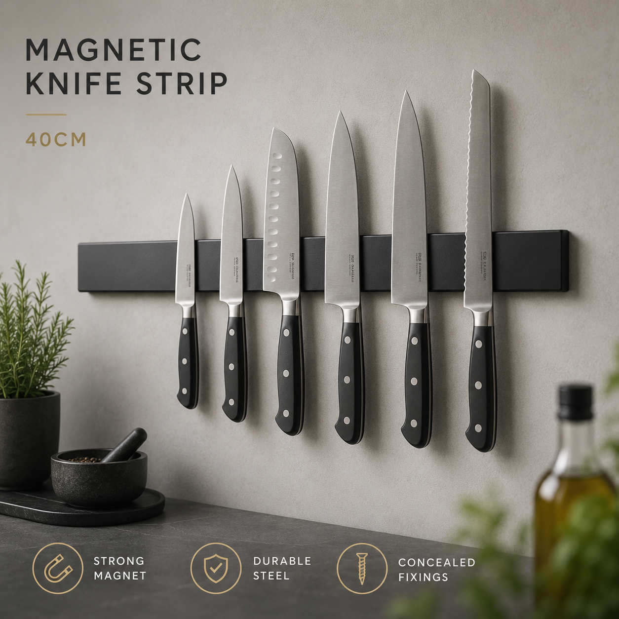 Magnetic Knife Strip 40cm