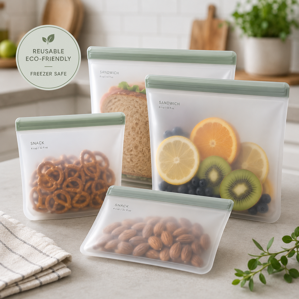 Reusable Silicone Zip Bags